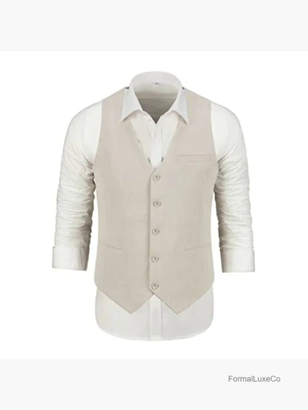 Men's Linen 2-Piece Suit Set - Vest & Pants, Slim Fit Casual Wedding Tuxedo